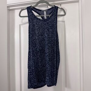 Athleta Ultimate Train Navy and Light Blue Printed Racerback Tank Top